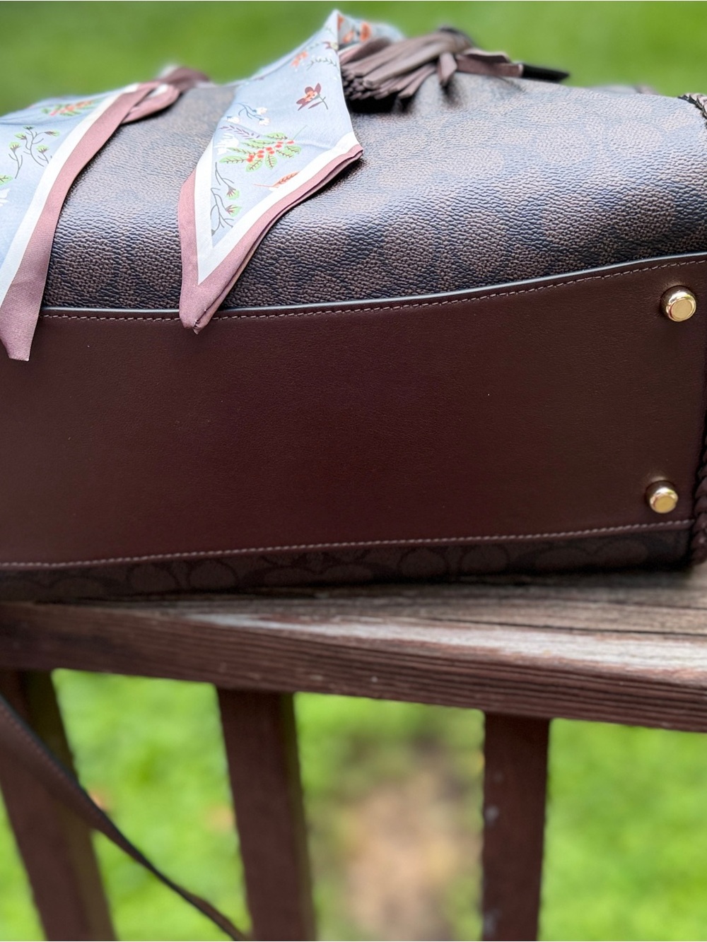 Barely used: Coach Large Rowan Braided Signature Canvas Satchel Brown - Picture 5 of 9